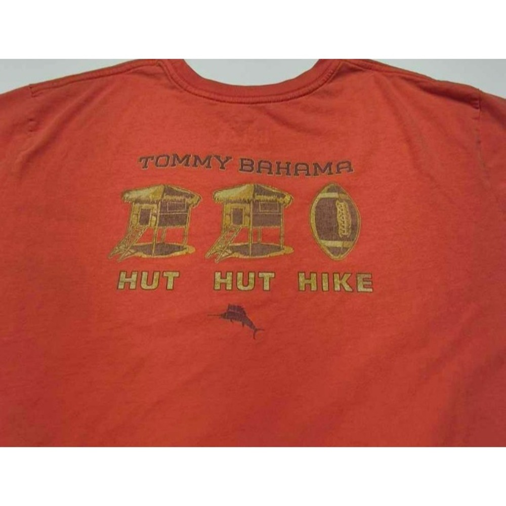 Tommy Bahama Mens XL Relax Crew Neck Graphic Tee Orange T-Shirt Hut Hut Hike